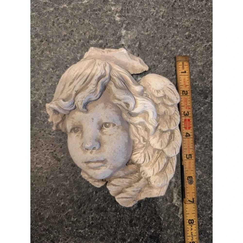 Cherub Angel Face Wall Plaque Sculpture Vintage Decor